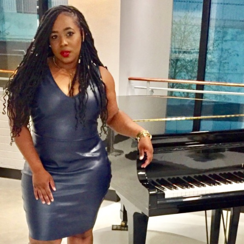 Navy Blue Faux Leather Bodycon Dress